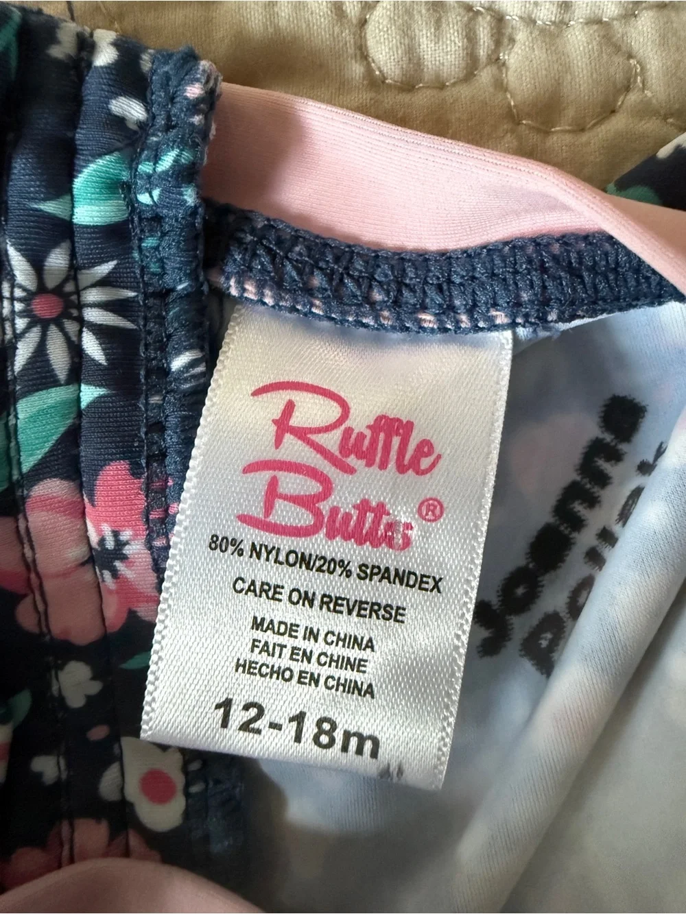 RuffleButts Moonlit Meadow Floral UPF 50+ Rash Guard Swimsuit 12-18M MSRP $52